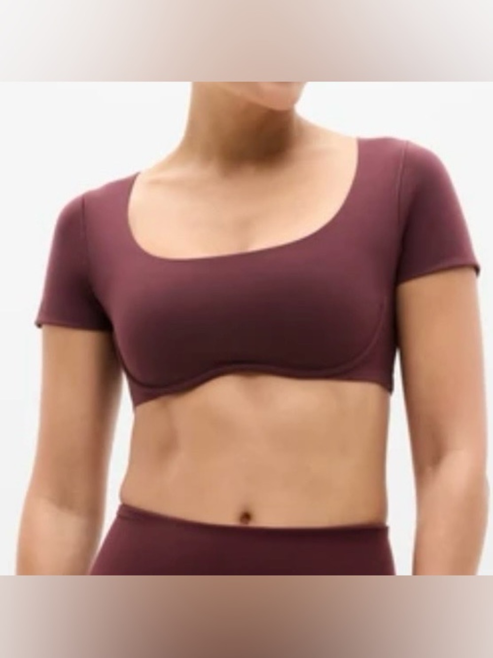 NWT Athleta Activewear BodyMove Square Neck Crop Tee Size XL
